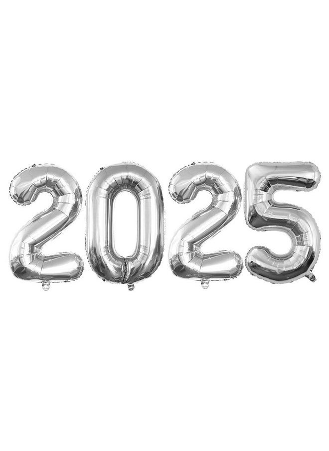 GOER 2025 Foil Number Balloons For 2025 New Year Eve Festival Party Supplies Graduation Decorations (Silver,32 Inch)  - Image 1