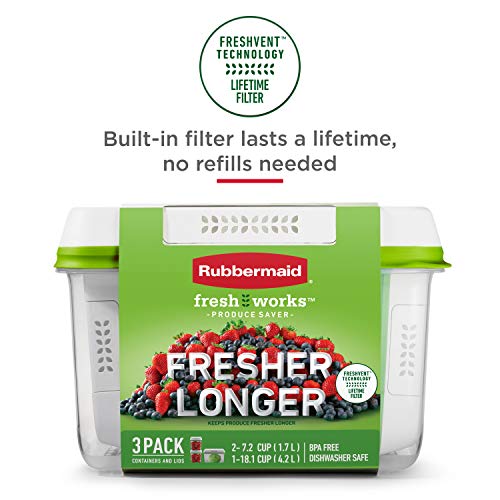 Rubbermaid FreshWorks Produce Saver, Large Produce Storage Containers, 4 Piece Set - Image 4