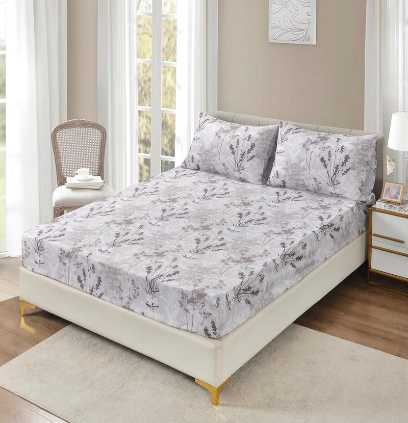 La Maison Luxury Printed Fitted Sheet With Deep Pockets & Pillowcase (3Pcs Set)| Microfiber| Single Size|1-Fitted Sheet (140 X 200 + 35Cm), 1-Pillow Case (50 X 75Cm)| Tr-4746 - Image 1