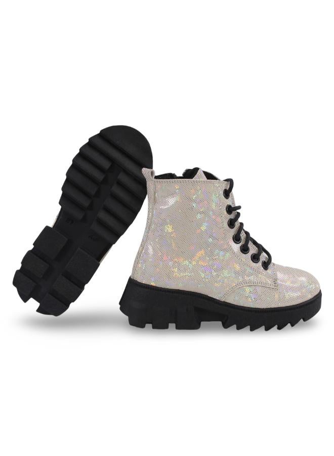 Trend Girls Leather Half Boots – White - Image 3