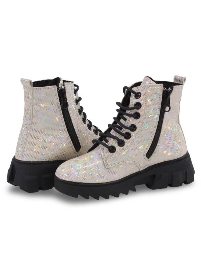 Trend Girls Leather Half Boots – White - Image 2