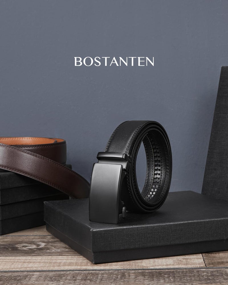 BOSTANTEN Ratchet Mens Belt Leather Dress and Casual with Adjustable Buckle, Trim to Fit - Image 5