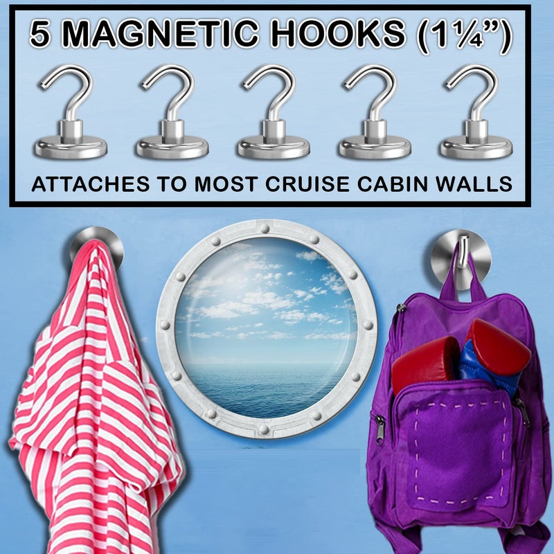 Pelto Cruise Ship Essentials 2026 Must Haves - Cruise Luggage Tags Holder, Cruise Approved Non-Surge Power Strip, Magnet Hooks, Lanyard, Towel Bands. Cruise Accessories for All Cruise Lines - Image 5