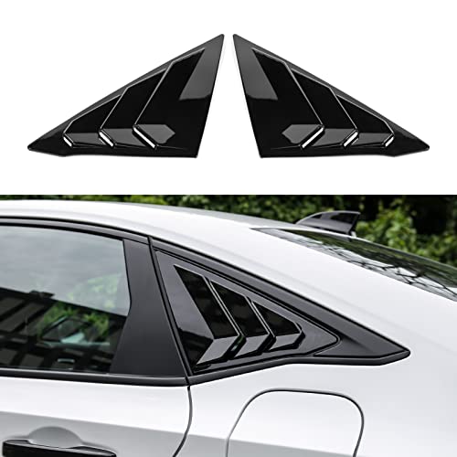 Thenice for 11th Gen Civic Rear Side Window Louvers Racing Style Triangular Window Glass Blinds for Honda Civic Sedan 2022 2023 2024 -Piano Black - Image 1
