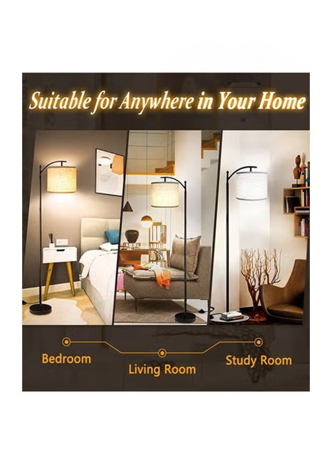 DOMUIK Floor Lamp with Remote Control 3 Color Temperatures, Long Lamp with Adjustable Linen Shade, Tall Lamps for Living Room Bedroom Office Classroom Dorm Room, 12W Bulb Included Metal Black 70 x 34 x 185  - Image 3