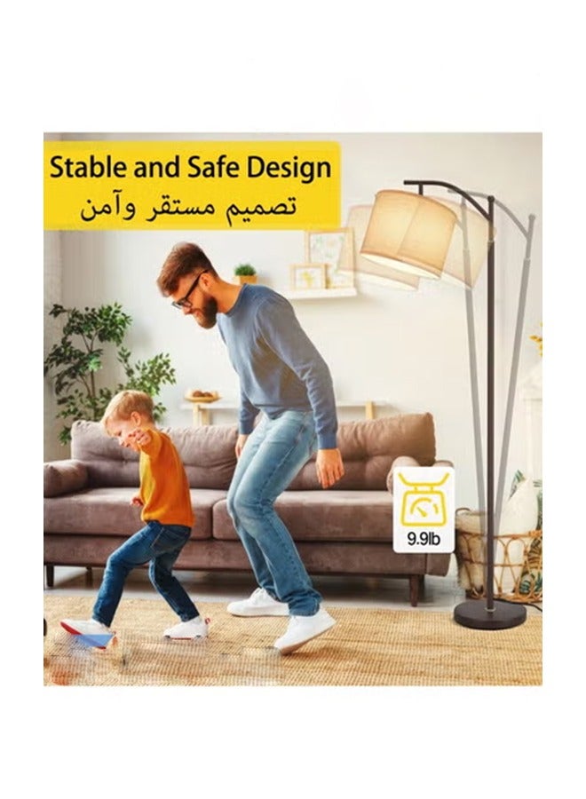 DOMUIK Floor Lamp with Remote Control 3 Color Temperatures, Long Lamp with Adjustable Linen Shade, Tall Lamps for Living Room Bedroom Office Classroom Dorm Room, 12W Bulb Included Metal Black 70 x 34 x 185  - Image 5