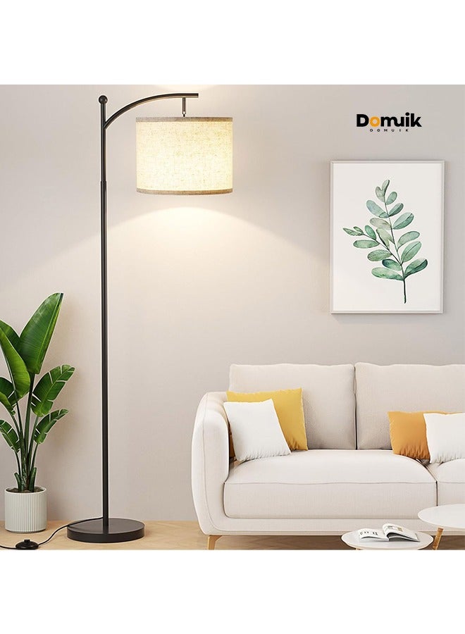DOMUIK Floor Lamp with Remote Control 3 Color Temperatures, Long Lamp with Adjustable Linen Shade, Tall Lamps for Living Room Bedroom Office Classroom Dorm Room, 12W Bulb Included Metal Black 70 x 34 x 185  - Image 1