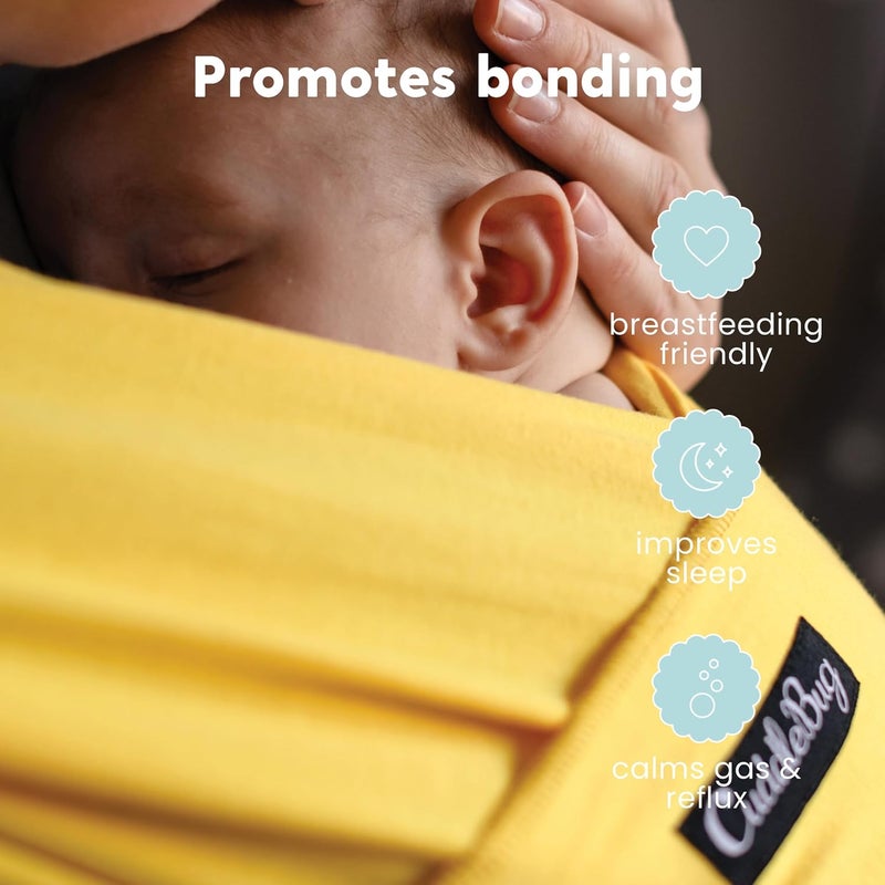 Cuddle Bug Hands-Free Baby Carrier - Soft & Stretchy Wrap for Newborn to Toddler 7-35 lbs - One-Size-Fits-All Hip-Healthy Holder (Yellow) - Image 4