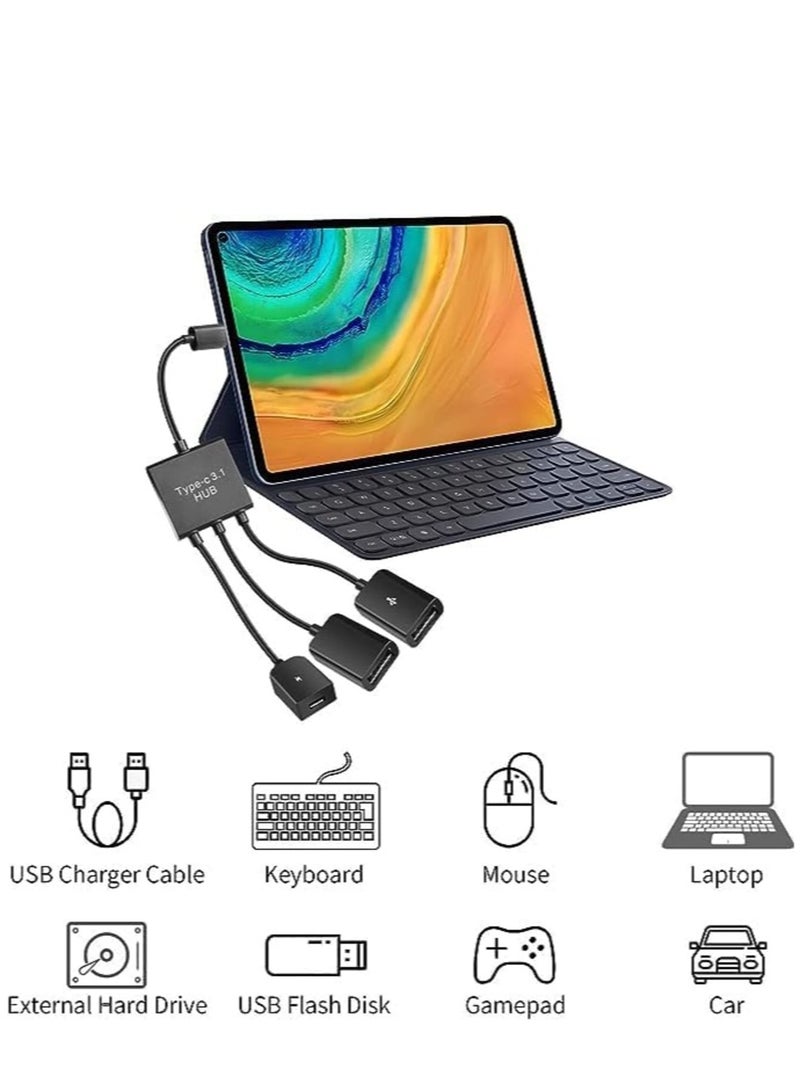 Suntown محول USB C إلى USB OTG مزدوج، 4 منافذ Type-C ذكر إلى 2 USB و Micro أنثى محور موزع OTG للأجهزة اللوحية وأجهزة الكمبيوتر والهواتف الذكية والمزيد - Image 5
