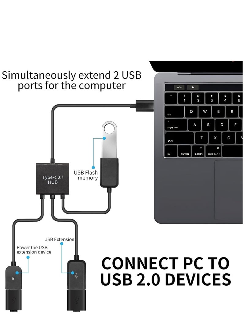 Suntown محول USB C إلى USB OTG مزدوج، 4 منافذ Type-C ذكر إلى 2 USB و Micro أنثى محور موزع OTG للأجهزة اللوحية وأجهزة الكمبيوتر والهواتف الذكية والمزيد - Image 3