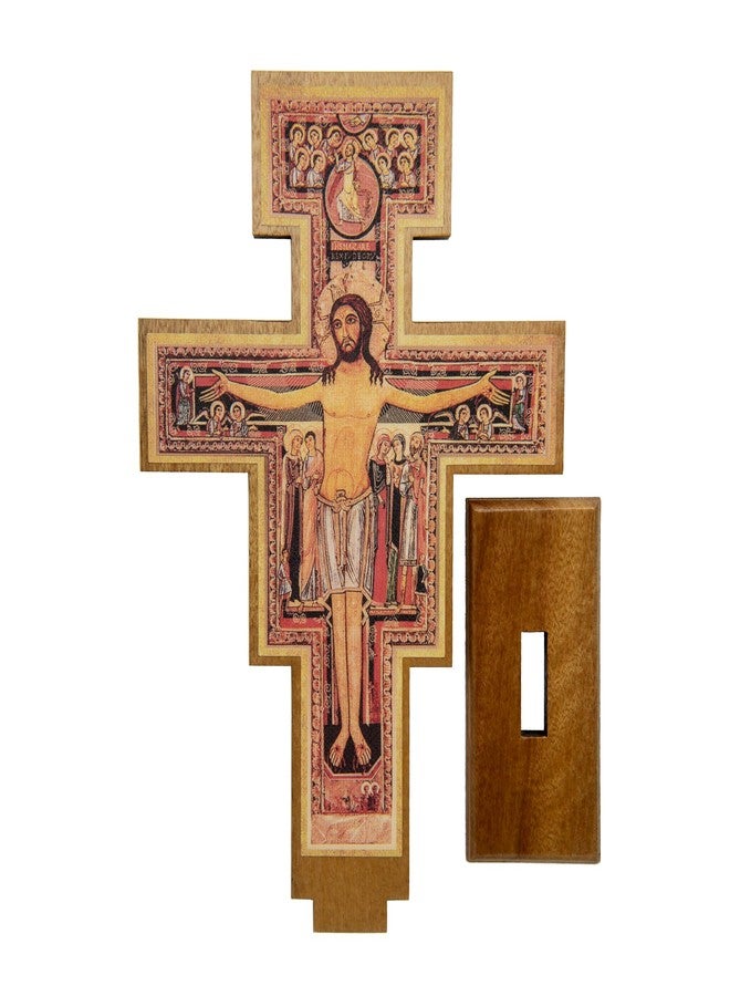 Intercession San Damiano Standing Wood Cross Crucifix - Image 3