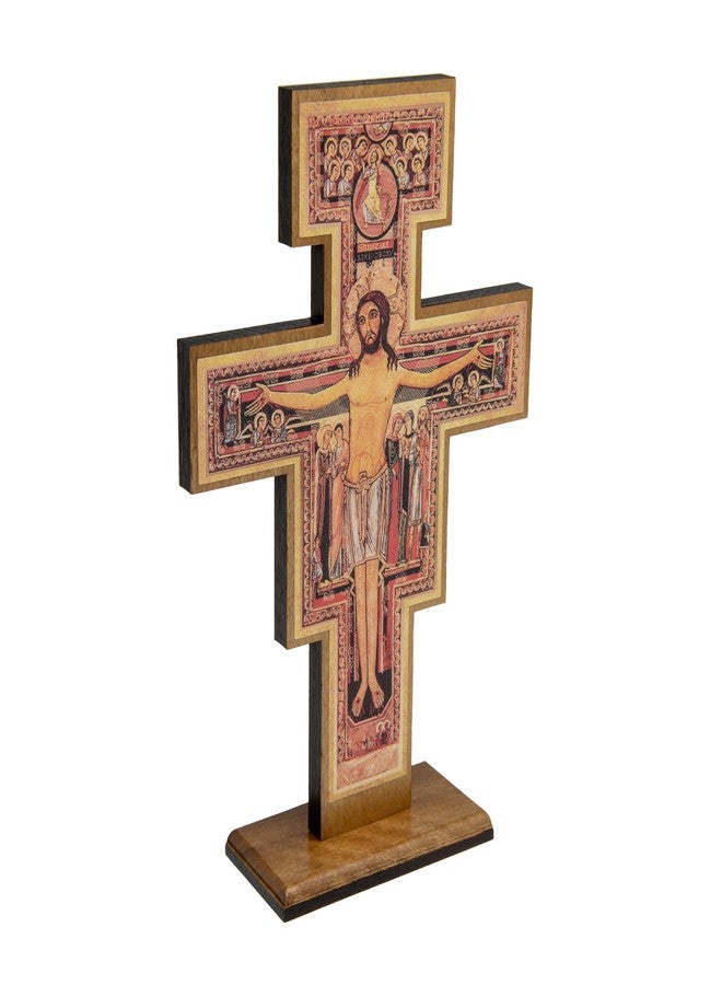 Intercession San Damiano Standing Wood Cross Crucifix - Image 2
