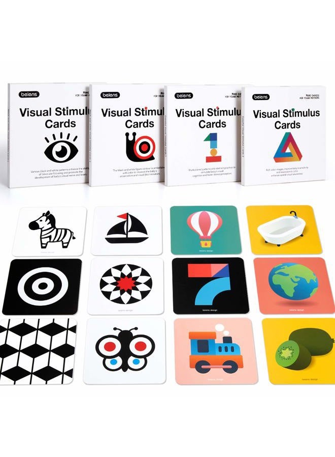 beiens High Contrast Baby Flashcard, 80 PCs 160 Page Black White Colorful Visual Stimulation Learning Activity Card for Babies Ages 0-36 Months, 5.5'' x 5.5'' Educational Newborn Infants Toys Gift - Image 1