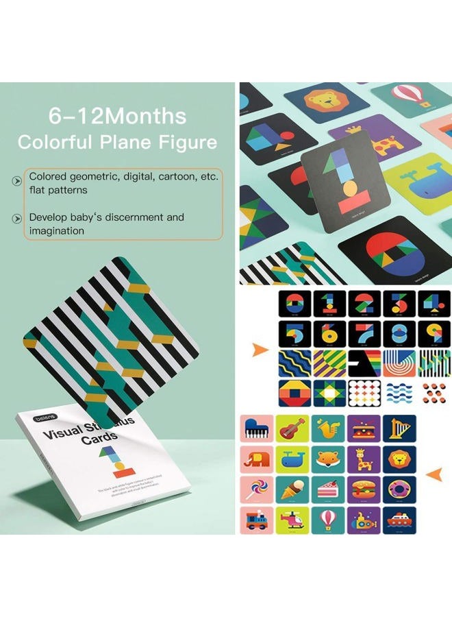beiens High Contrast Baby Flashcard, 80 PCs 160 Page Black White Colorful Visual Stimulation Learning Activity Card for Babies Ages 0-36 Months, 5.5'' x 5.5'' Educational Newborn Infants Toys Gift - Image 2
