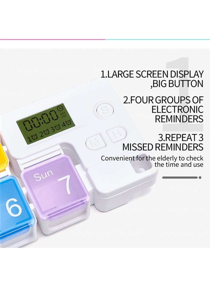 Smart Weekly Pill Organizer with Digital Alarm and LCD Display | Portable Color-Coded Pill Case for Organizing Daily Medications and Supplements - Image 5