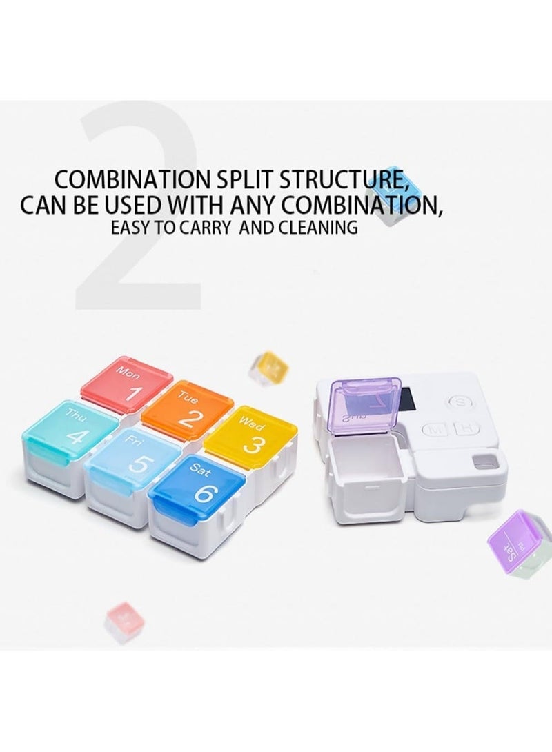 Smart Weekly Pill Organizer with Digital Alarm and LCD Display | Portable Color-Coded Pill Case for Organizing Daily Medications and Supplements - Image 3