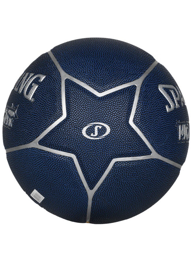 Spalding Blue Star Pattern Contrasting Color Indoor/outdoor Wear-resistant Non-slip Competition Training Size 7 Pu Basketball - Image 3