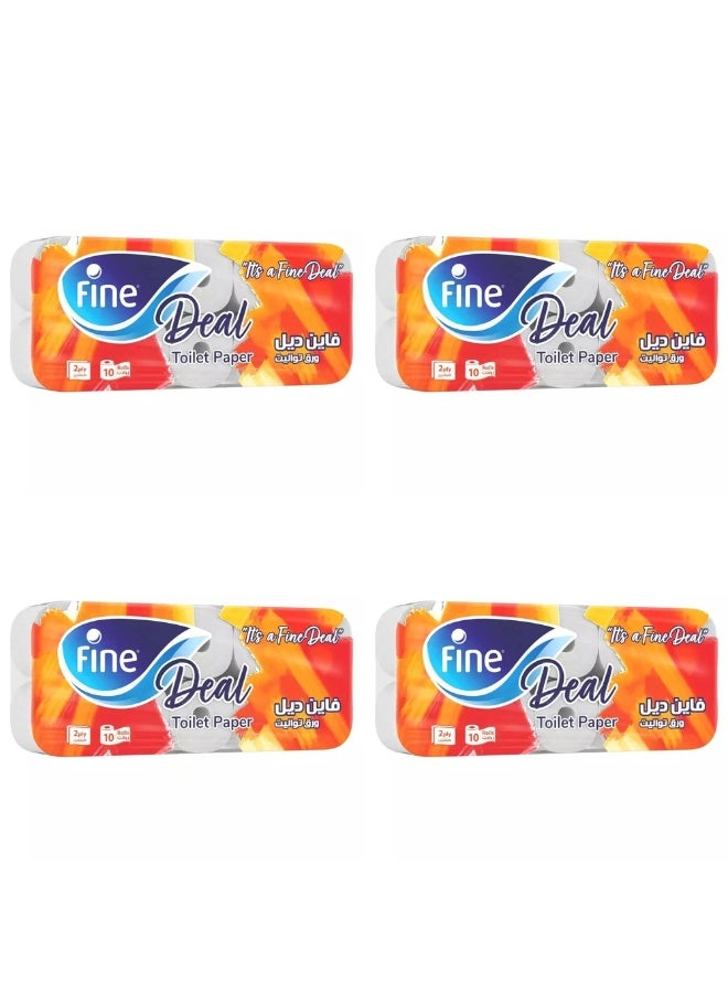 Fine صفقة ممتازة 2 طبقة 10 لفات من ورق التواليت 400 ورقة - 4 عبوات - Image 2