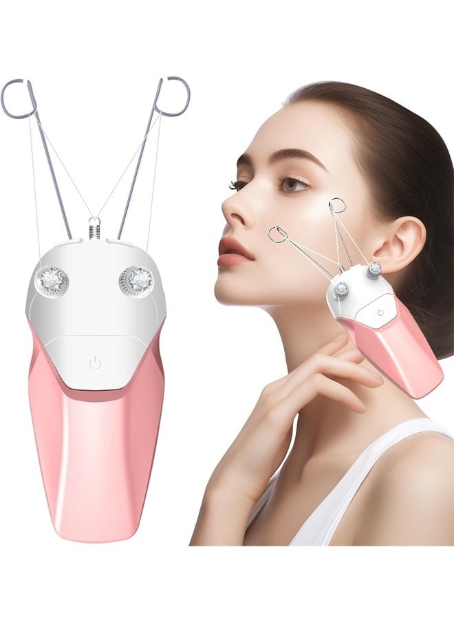 DUNISO Lady Facial Threading Hair Remover，Electric Cotton Thread Epilator Painless Womens Facial Hair Remover USB Rechargeable Electric Hair Removal Device Chin Lip Cotton Thread & Pearl Powder Included  - Image 1