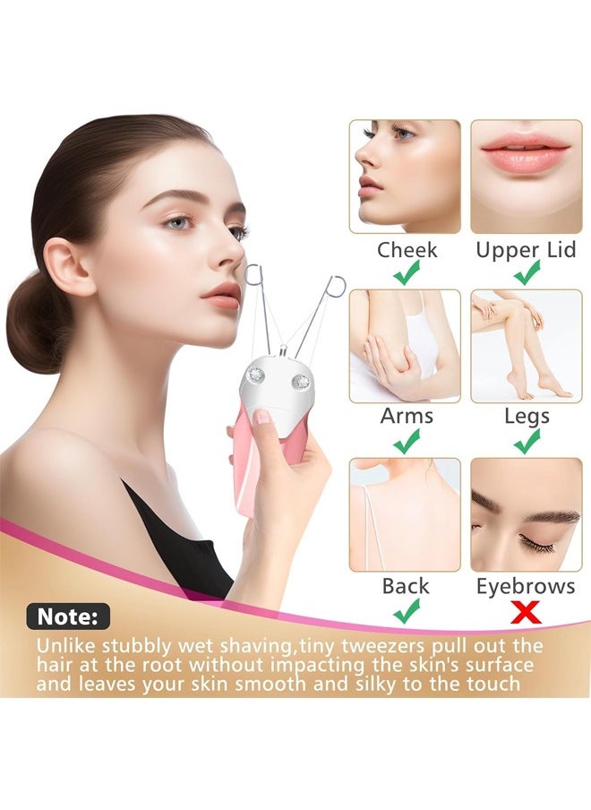 DUNISO Lady Facial Threading Hair Remover，Electric Cotton Thread Epilator Painless Womens Facial Hair Remover USB Rechargeable Electric Hair Removal Device Chin Lip Cotton Thread & Pearl Powder Included  - Image 5
