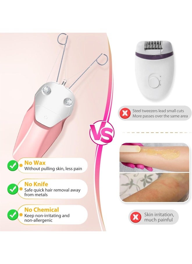 DUNISO Lady Facial Threading Hair Remover，Electric Cotton Thread Epilator Painless Womens Facial Hair Remover USB Rechargeable Electric Hair Removal Device Chin Lip Cotton Thread & Pearl Powder Included  - Image 4