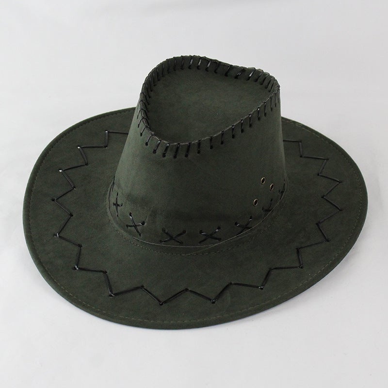 Velvet Cowboy Hat Ethnic Style Sun Protection Velvet Fabric - Image 3