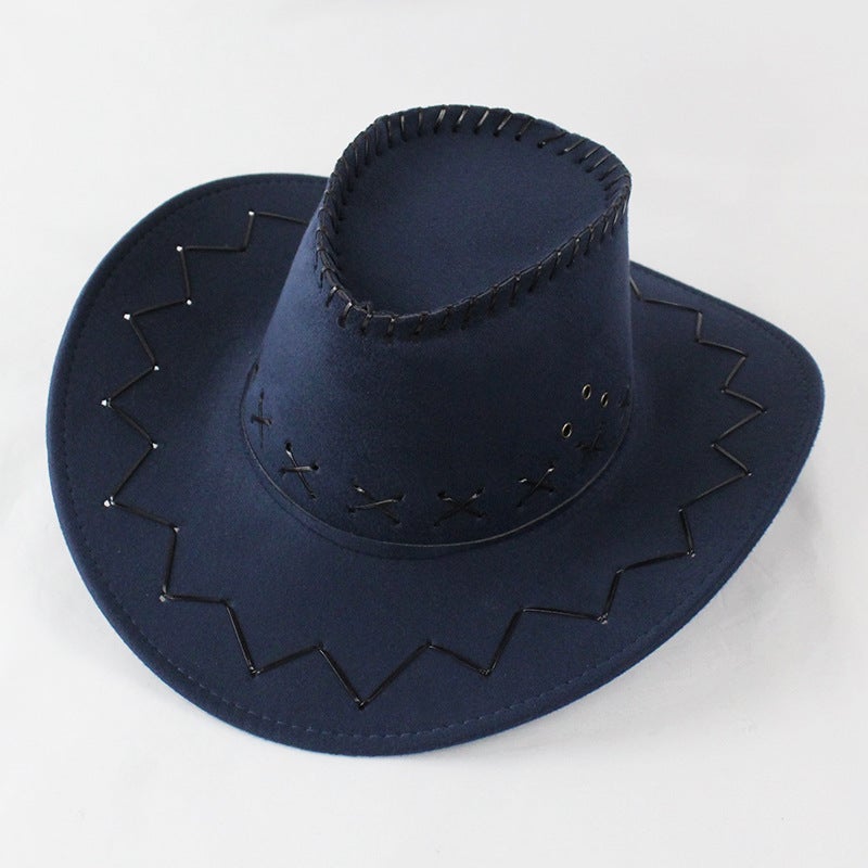 Velvet Cowboy Hat Ethnic Style Sun Protection Velvet Fabric - Image 2