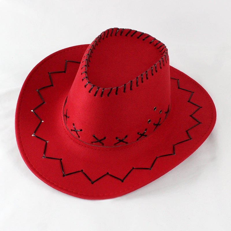 Velvet Cowboy Hat Ethnic Style Sun Protection Velvet Fabric - Image 4