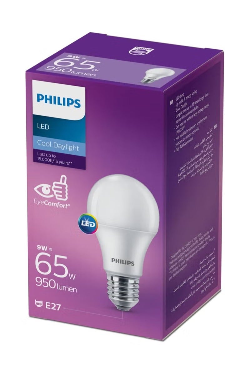 فيليبس لمبة ليد موفرة للطاقة 9 واط , E27 أبيض (ضوء النهار البارد), 950 لومين، العمر الإفتراضي 15000ساعة - Image 2