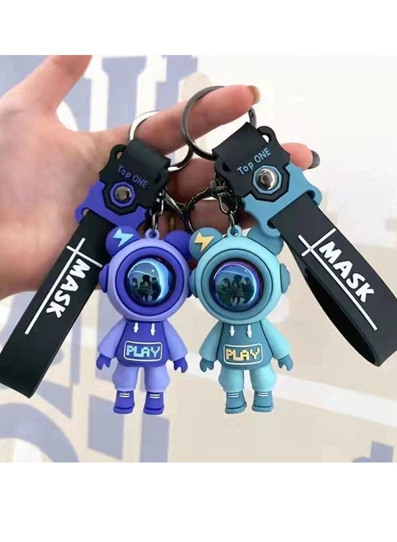 Colorful Astronaut Bears Key Chains Sweet Cute Animal Keyring Holder For Car Hanging Bag  Jewelry Accessories Gift For Women  - Image 3