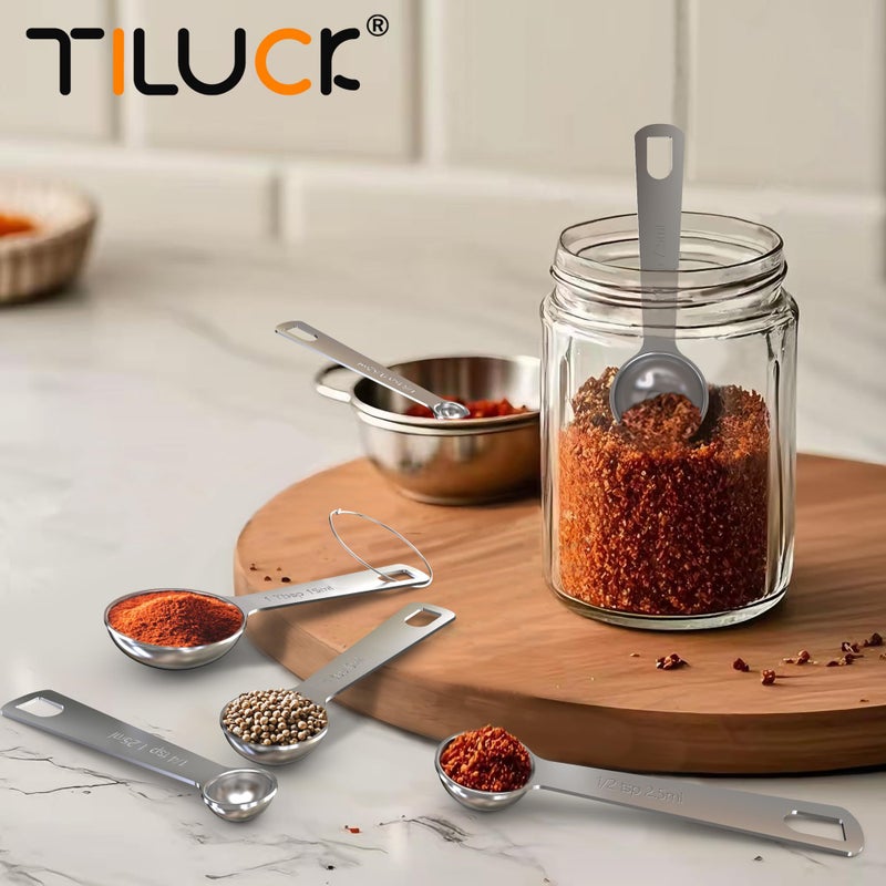 TILUCK Stainless Steel Measuring Spoons Set,Coffee Scoop Spoon,Kitchen Gadgets for Cooking & Baking,Set of 6 - Image 5