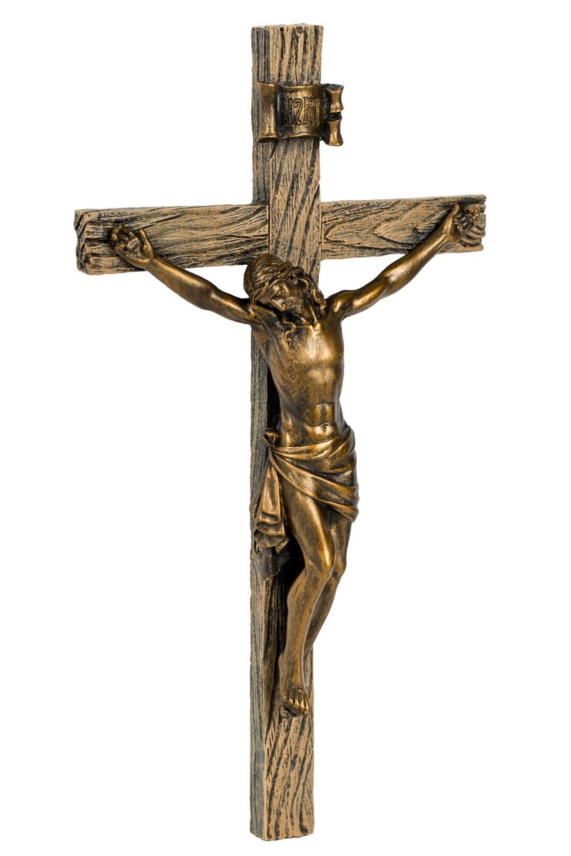 Joseph's Studio by Roman, Cross and Crucifix Collection, 8.25"H ANTIQUE GOLD CRUCIFIX, Home Décor, Devout Gift, Prayerful Inspiration (4x4x8) - Image 2