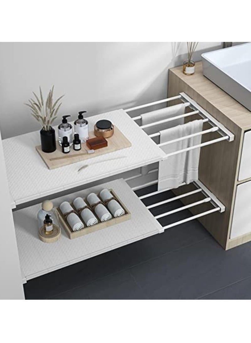 Captaintech Shelves, Bedroom Kitchen Cabinet Storage Tiered Dividers, Adjustable Storage Rack Expandable Separator Shelf for Wardrobe, Cupboard, Bookcase Compartment Collecting - Image 4