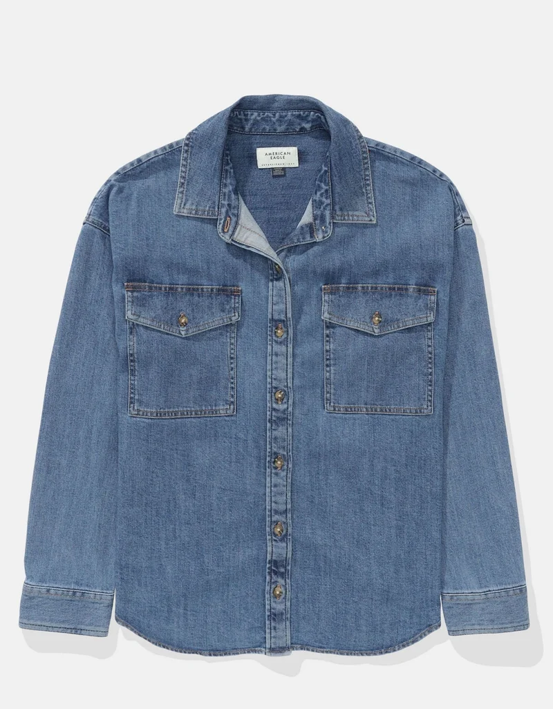 امريكان ايجل قميص دنيم  بتصميم منسدل