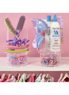 STORi Stackable Clear Plastic Headband And Hairbrush Holder With Accessory Compartment And Lid  - Image 4