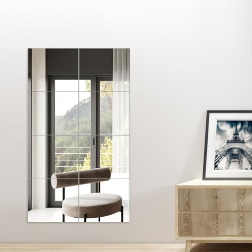 Ruomeng Full Length Wall Mirror Tiles - 12" x 10" x 8Pcs Frameless Full Body Mirror Tiles Wall Mounted Mirror for Home Gym Vanity Bedroom, Living Room - Image 5