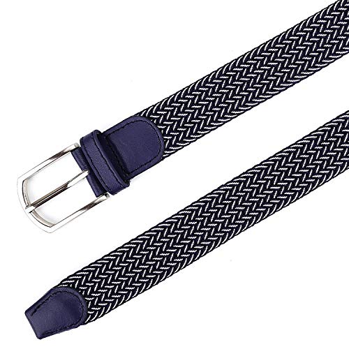 Radmire Braided Canvas Woven Elastic Stretch Belts for Men/Women/Junior with Multicolored (Blue-White, Small/28-30" Waist) - Image 5