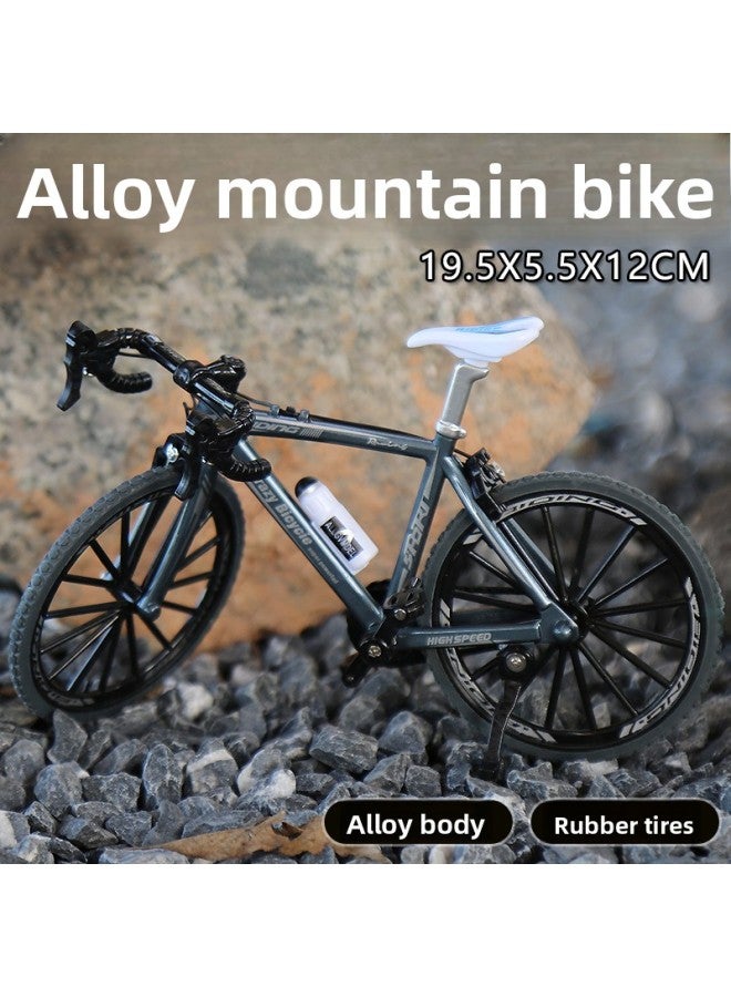 Simulated Alloy Bicycle Curved Handlebar Mountain Bike Metal Toy Model Mini Bicycle Boy Gift Ornament Hand-Made 