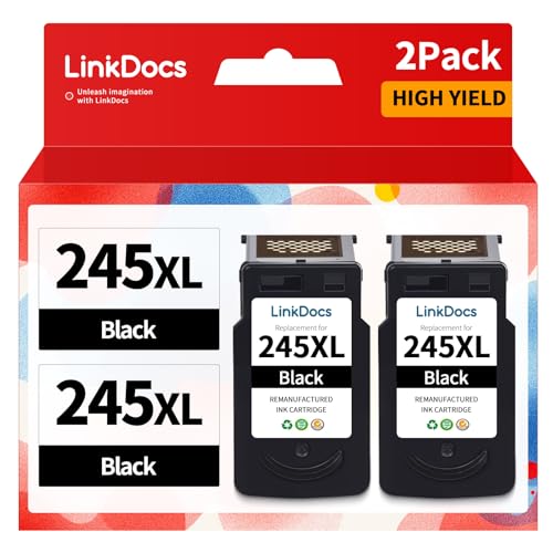 LinkDocs 245XL Ink Cartridge Replacement for Canon 245 XL PG-243 PG-245 XL Black Work for PIXMA TR4520 MX492 TS3122 MX490 MG3022 MG2522 MG2920 MG2420 MG2520 MG2922 MG2924 MG3029 Printer (2 Black) - Image 1