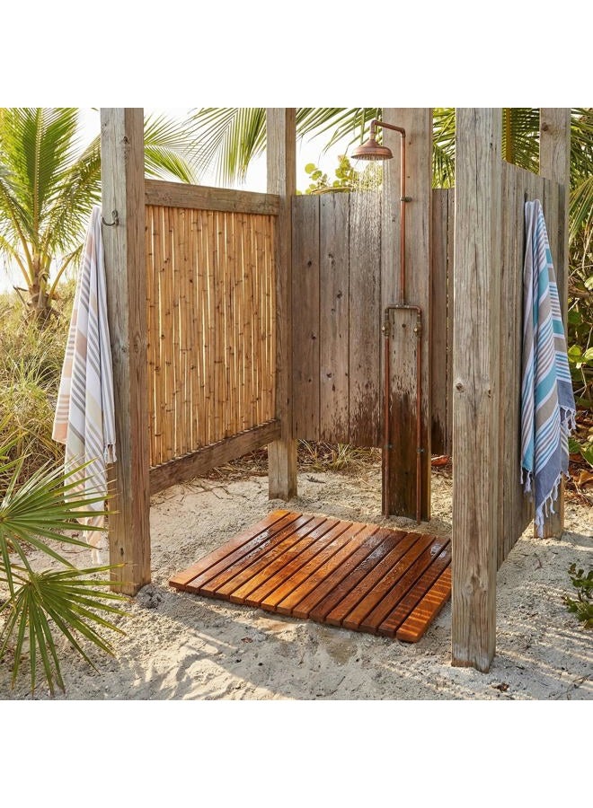 Bare Decor Lykos String Spa Shower Mat in Solid Teak Wood Oiled Finish, Large - Image 4