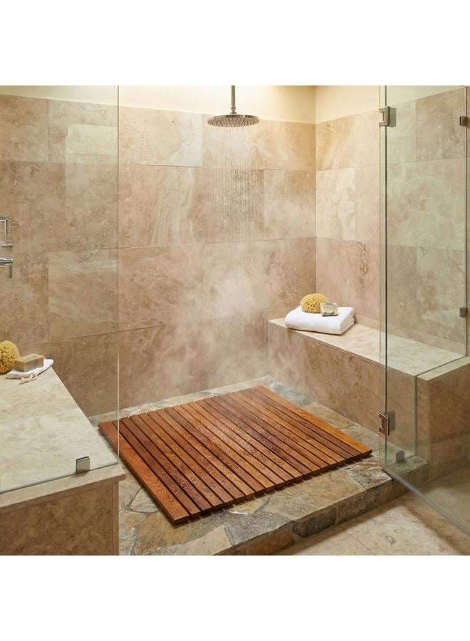 Bare Decor Lykos String Spa Shower Mat in Solid Teak Wood Oiled Finish, Large - Image 3