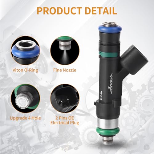 AISHAN 8PCS Fuel Injectors 4 Holes Compatible with Ford Expedition 2009-2014, for Ford F150 2009 2010, for Lincoln Navigator 2009-2014 V8 5.4L Replace# 9L3Z9F593B 0280158174 FJ1003 - Image 2