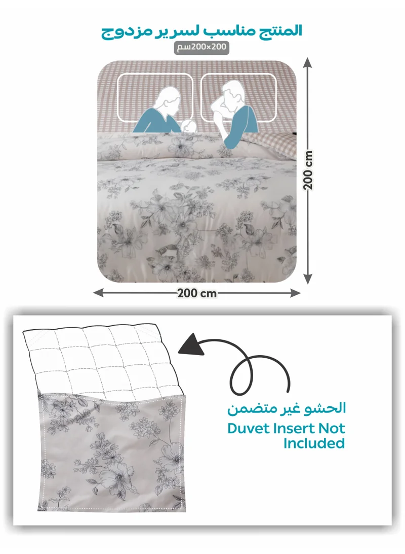 Donetella KING (200x200 cm) Printed Duvet Set, King Size Fits 200x200 cm - 6-Pcs Bed Set, Microfiber Fabric - 1 Duvet Cover, 1 Fitted Sheet, 2 Pillow Shams, 2 Pillowcases (Filler Not Included)  | Best Price UAE