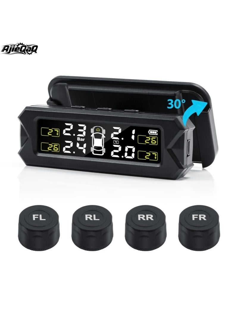 AjieQaQ Tire Pressure Monitoring System TPMS, 4 External Sensors & Installed, Angle Adjustable, 6 Alarm Modes And Real-Time Auto Detection For Car 22-87 Psi, Can be mounted on the windshield, for RV, Camper, Travel Trailer and Trailer - Image 1