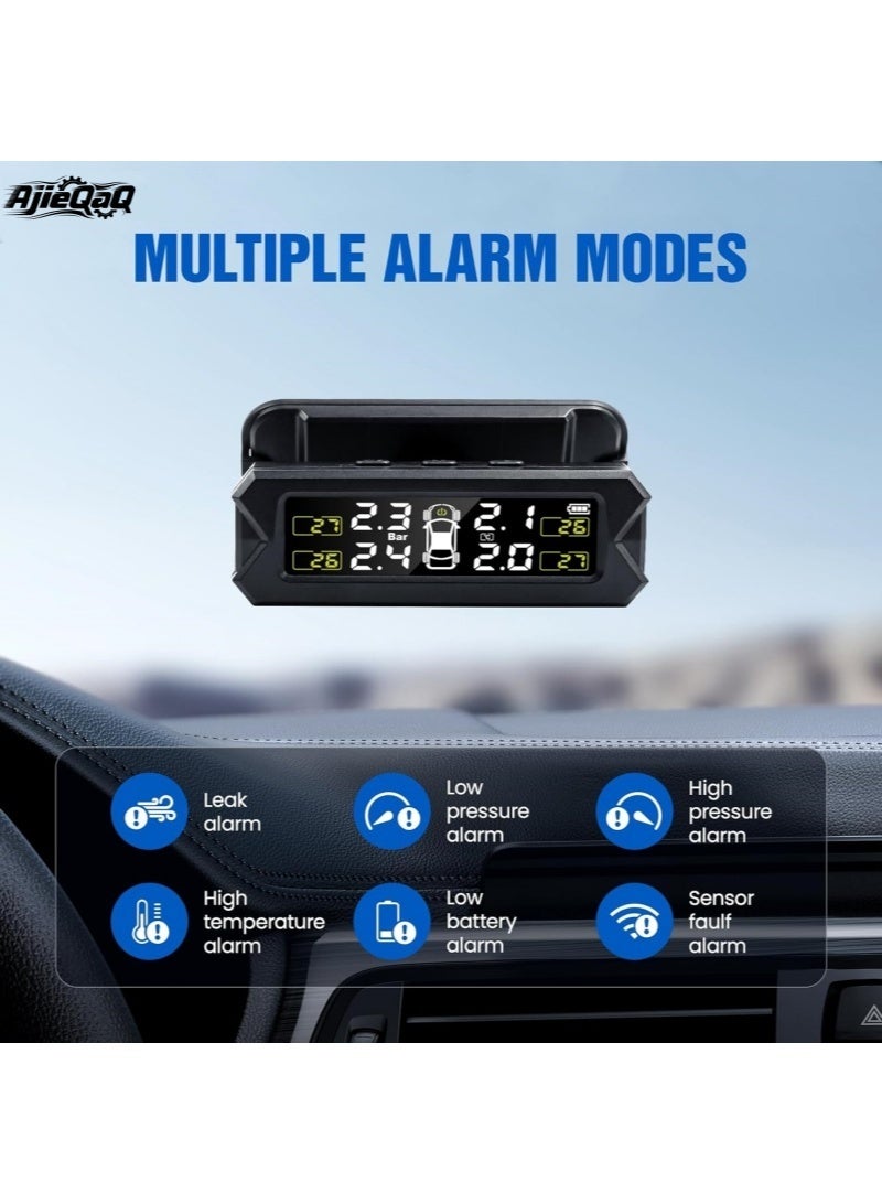 AjieQaQ Tire Pressure Monitoring System TPMS, 4 External Sensors & Installed, Angle Adjustable, 6 Alarm Modes And Real-Time Auto Detection For Car 22-87 Psi, Can be mounted on the windshield, for RV, Camper, Travel Trailer and Trailer - Image 4