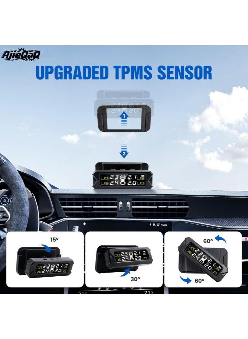 AjieQaQ Tire Pressure Monitoring System TPMS, 4 External Sensors & Installed, Angle Adjustable, 6 Alarm Modes And Real-Time Auto Detection For Car 22-87 Psi, Can be mounted on the windshield, for RV, Camper, Travel Trailer and Trailer - Image 2