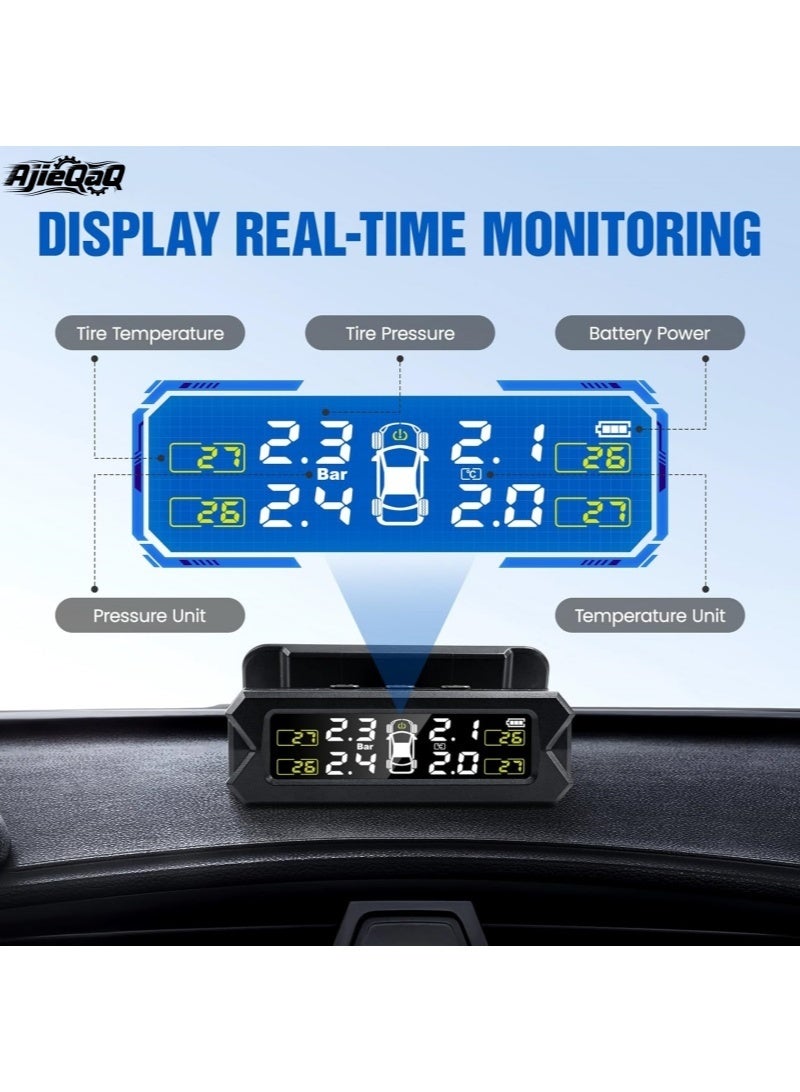 AjieQaQ Tire Pressure Monitoring System TPMS, 4 External Sensors & Installed, Angle Adjustable, 6 Alarm Modes And Real-Time Auto Detection For Car 22-87 Psi, Can be mounted on the windshield, for RV, Camper, Travel Trailer and Trailer - Image 3