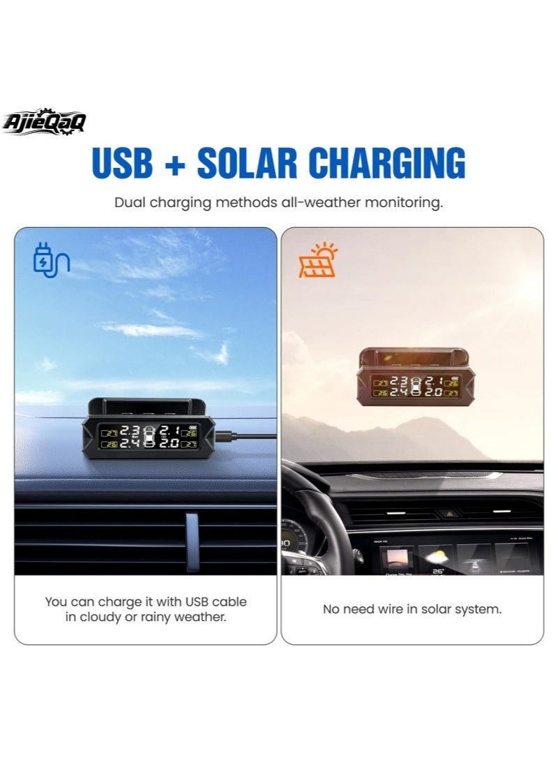 AjieQaQ Tire Pressure Monitoring System TPMS, 4 External Sensors & Installed, Angle Adjustable, 6 Alarm Modes And Real-Time Auto Detection For Car 22-87 Psi, Can be mounted on the windshield, for RV, Camper, Travel Trailer and Trailer - Image 5