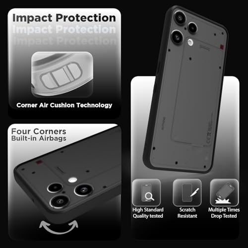 RIGGEAR Shockproof Sleek Hybrid Armor Back Cover Case for Nothing Phone 3a Lite 5G (Smoke Black Matte PC + Black TPU Bumper) - Image 3