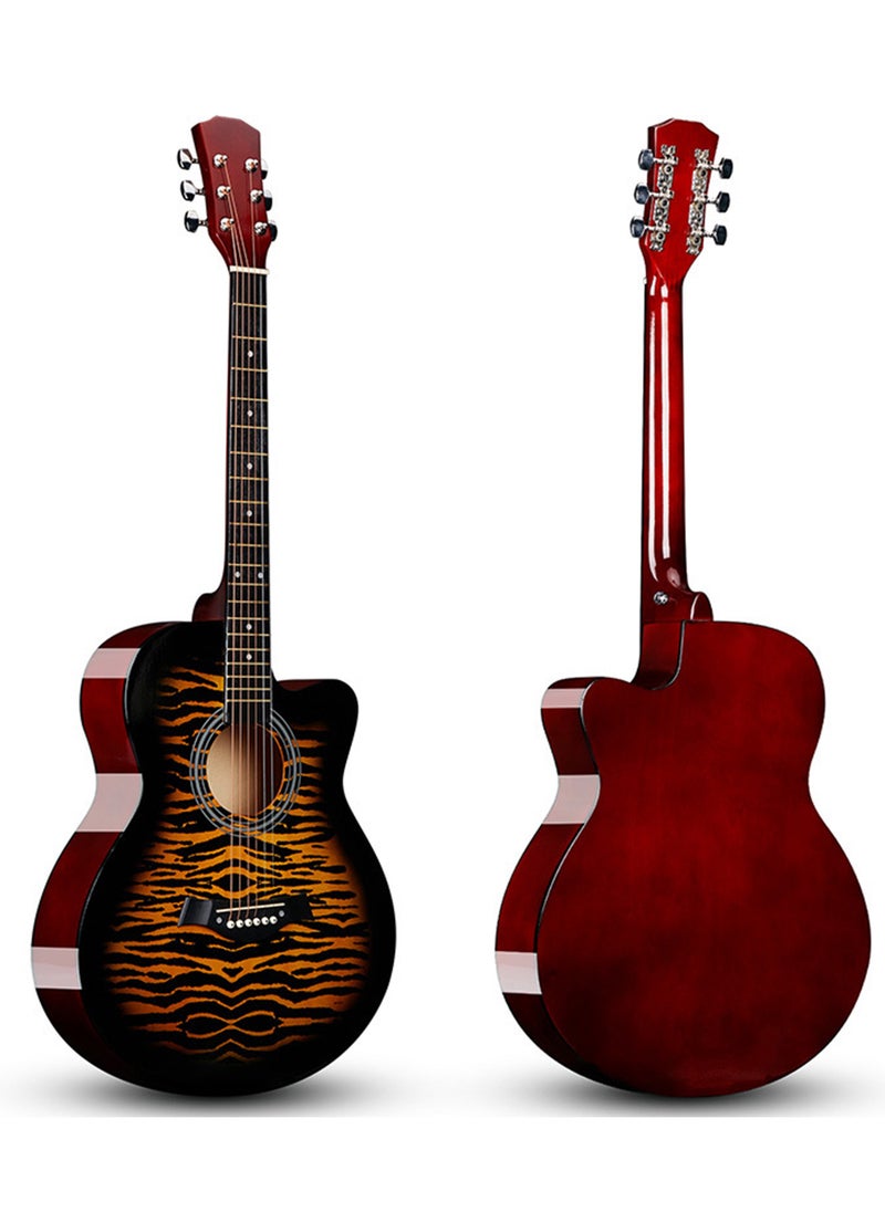 Sharpdo 40 Inch Red Tiger Stripe Guitar High Quality Glossy Finish Basswood Guitar Set with Accessories Perfect for Beginners  - Image 2